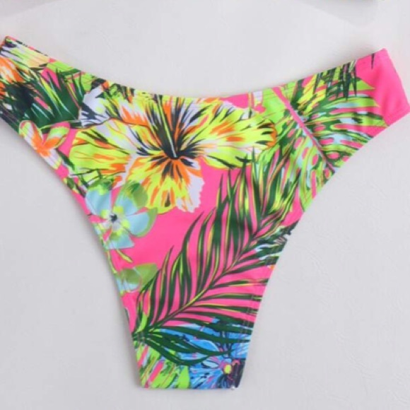 Pink Tropical Floral Boho Cheeky Lined Bikini - Picture 6 of 16